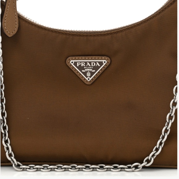 Prada Tessuto Nylon Saffiano Re-Edition 2005 Shoulder Bag: Color--Cacao - Picture 2 of 9